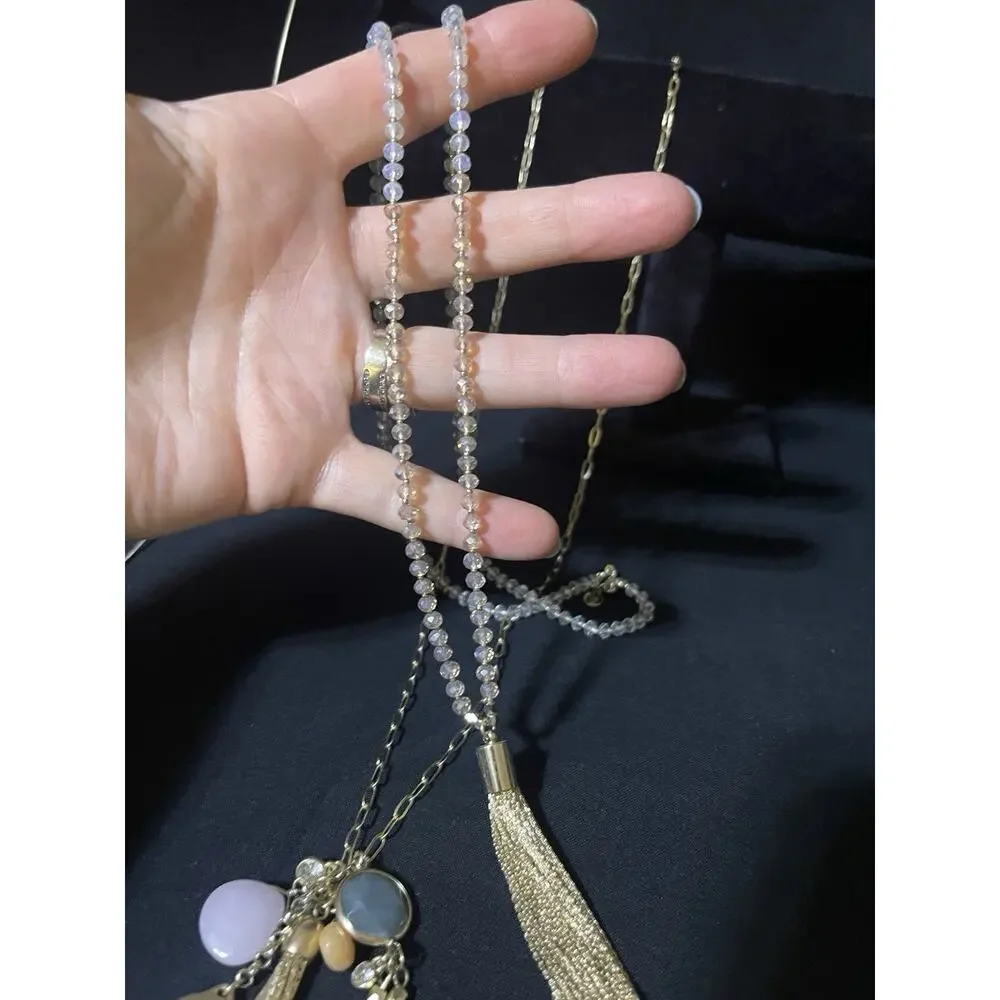 Loft Gold & Silver Tone Costume Statement Long Necklace Lot Of 4